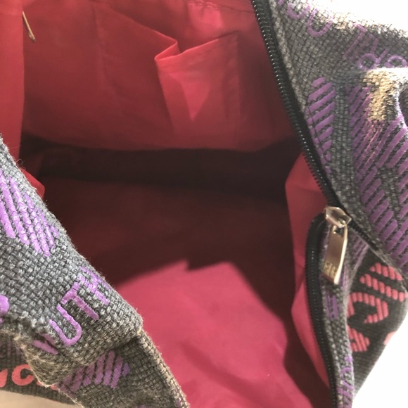 Robin Ruth Cloth Jamaica Shoulder Hobo Tote Black Pink - Picture 7 of 13